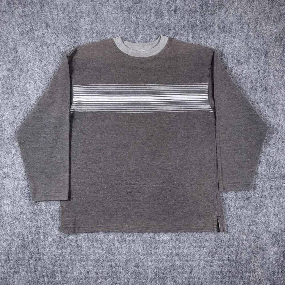 Y2K Route 66 Long Sleeve Shirt Boys Size 14/16 Brown Striped Textured Crew Neck